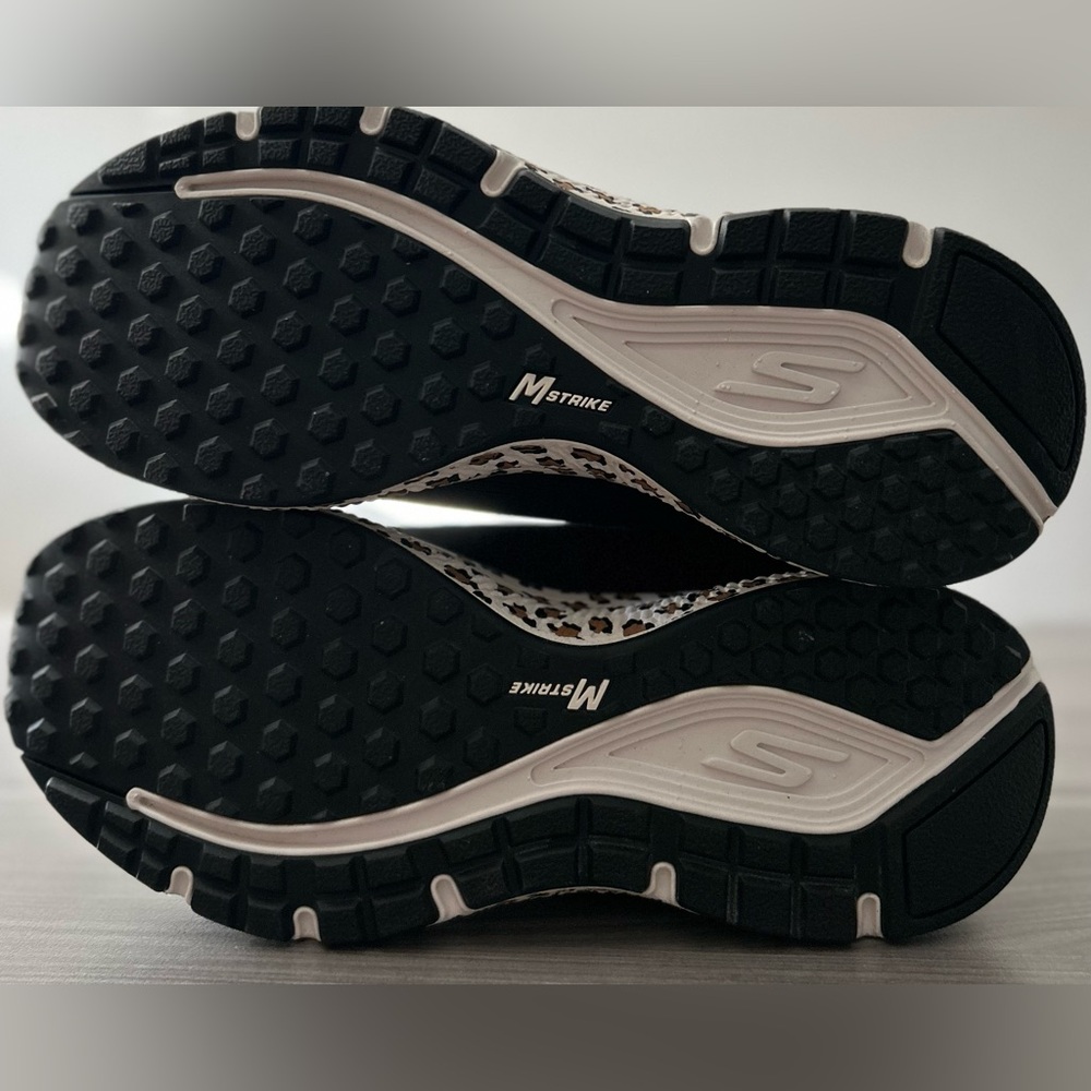 Skechers Black Athletic Sneakers with Leopard-Print Midsole - Picture 7 of 10